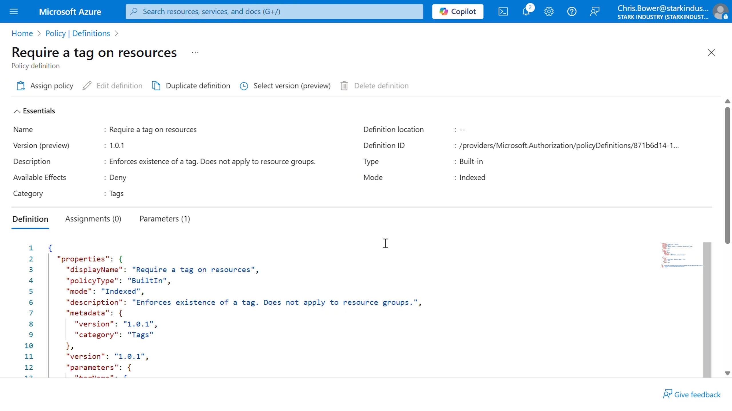 Azure Policy Enforce Tags