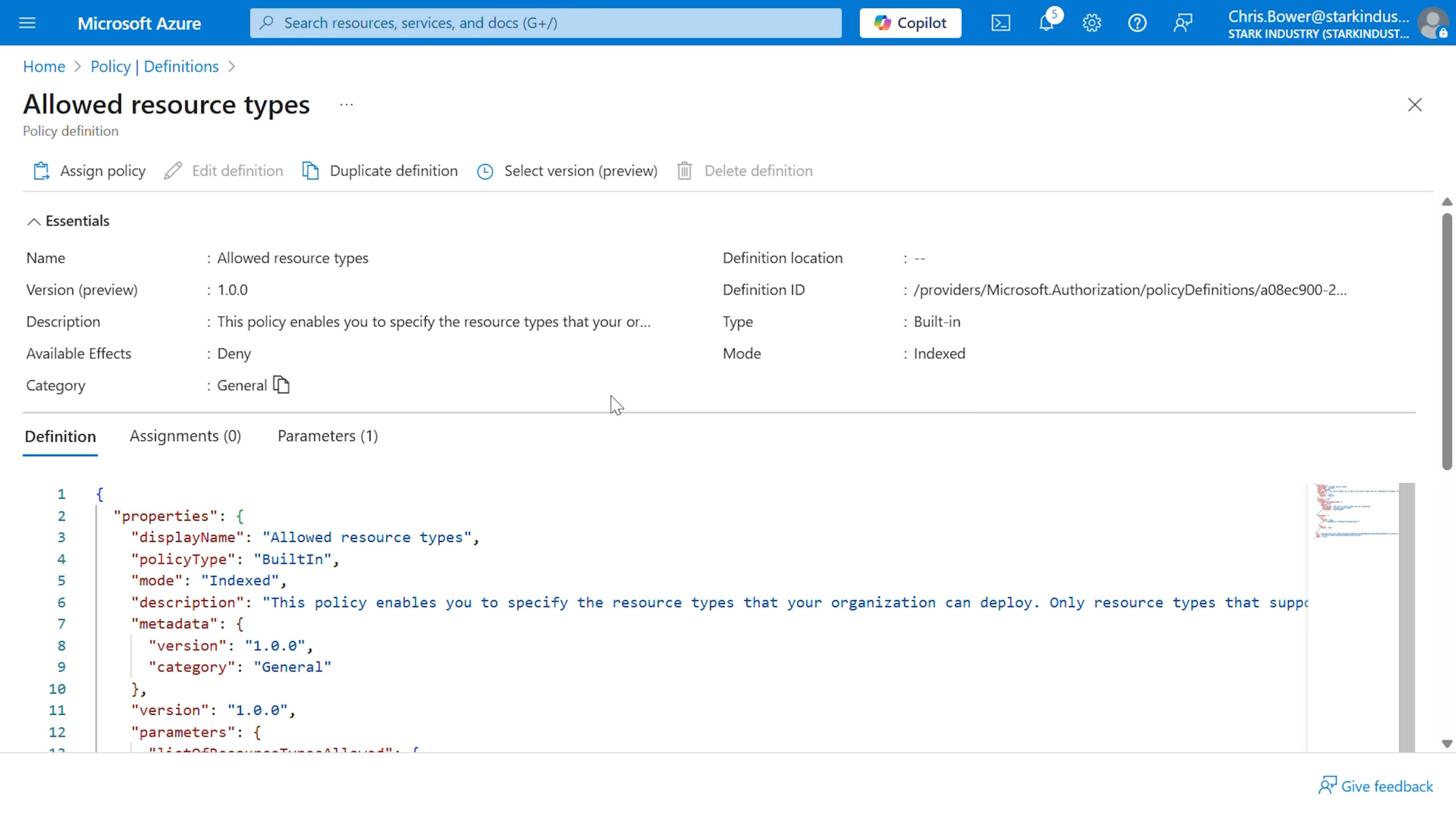 Azure Policy Allowed Resource Types