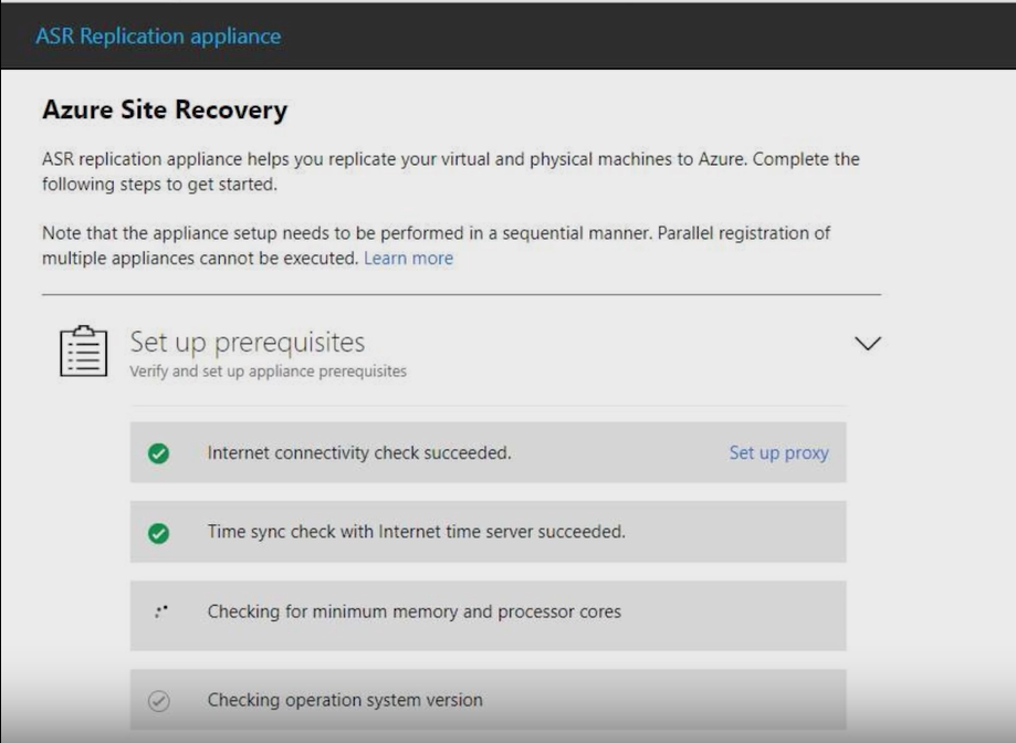 Azure Site Recovery Replication appliance