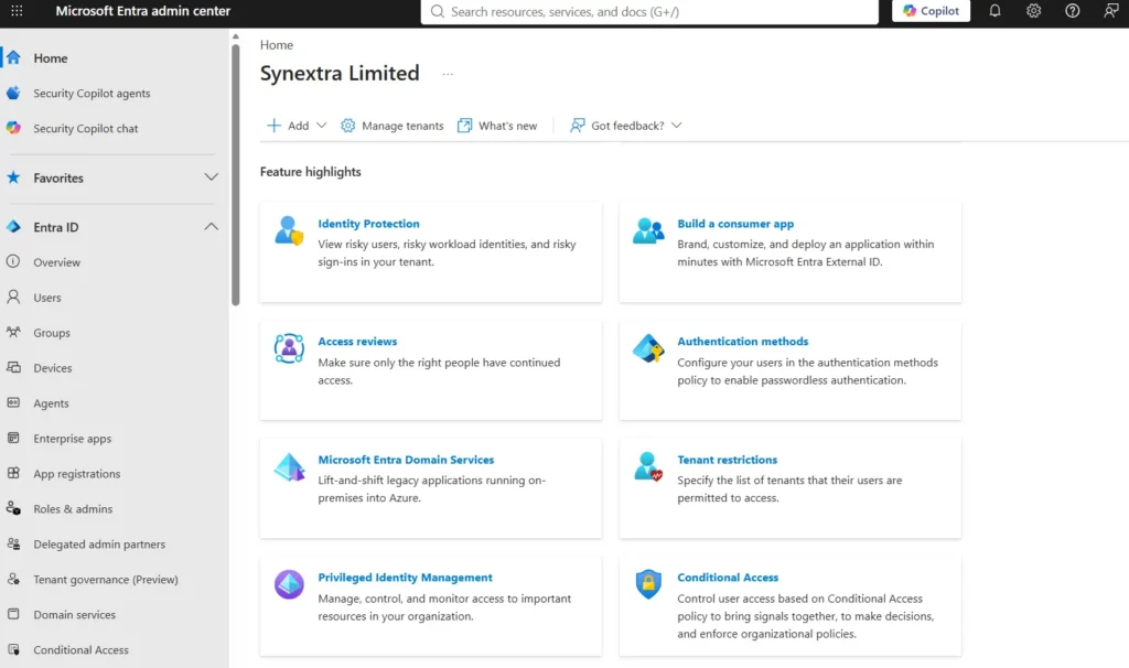 Entra ID main portal screenshot