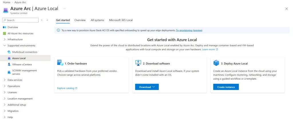 Screenshot of Azure Local overview in Azure portal